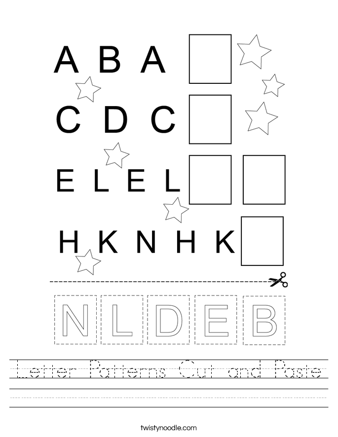 Letter Patterns Cut and Paste Worksheet
