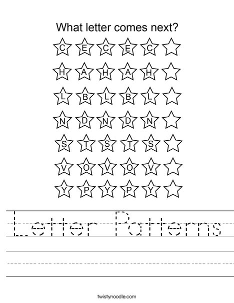 Letter Patterns Worksheet - Twisty Noodle