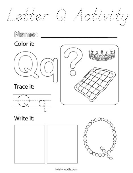 Letter Q Activity Coloring Page