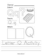 Letter Q Activity Handwriting Sheet