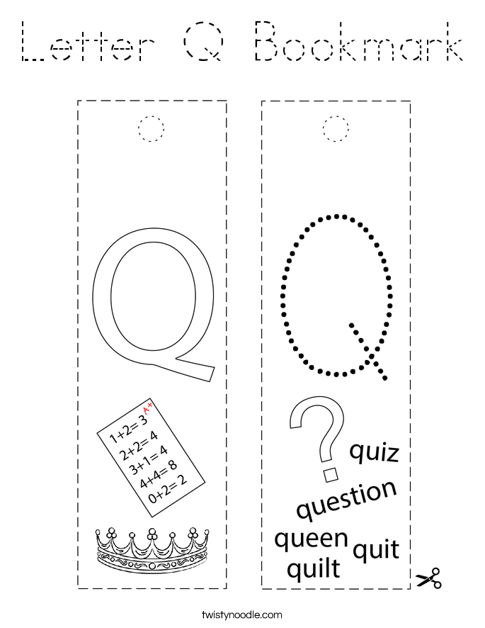 Letter Q Bookmark Coloring Page