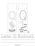 Letter Q Bookmark Worksheet