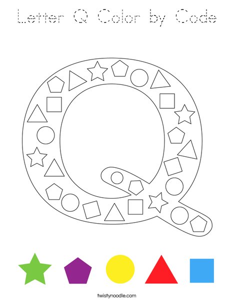 Letter Q Color by Code Coloring Page
