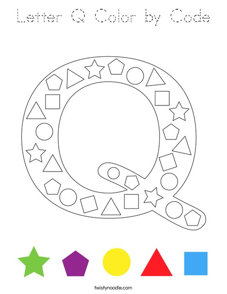 Letter Q Color by Code Coloring Page