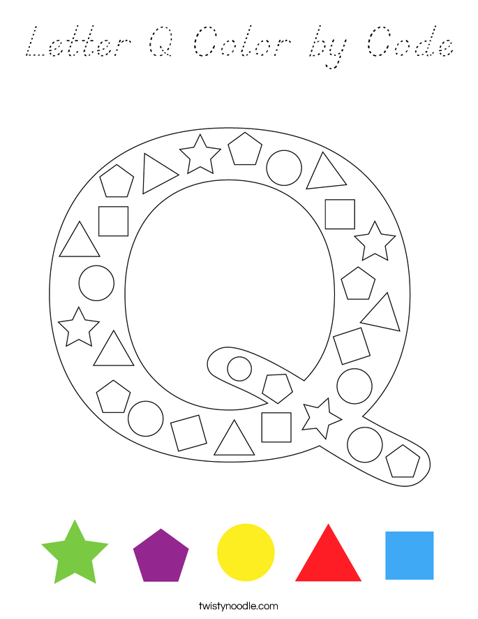 Letter Q Color by Code Coloring Page