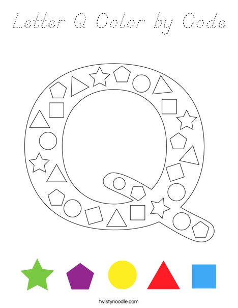 Letter Q Color by Code Coloring Page