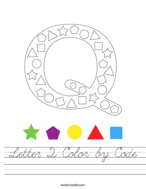 Letter Q Color by Code Worksheet