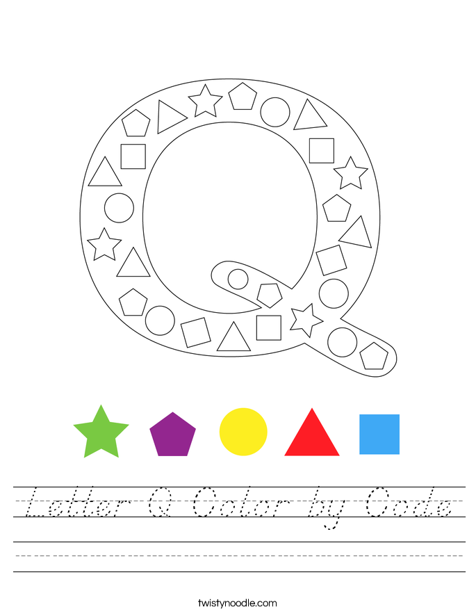 Letter Q Color by Code Worksheet