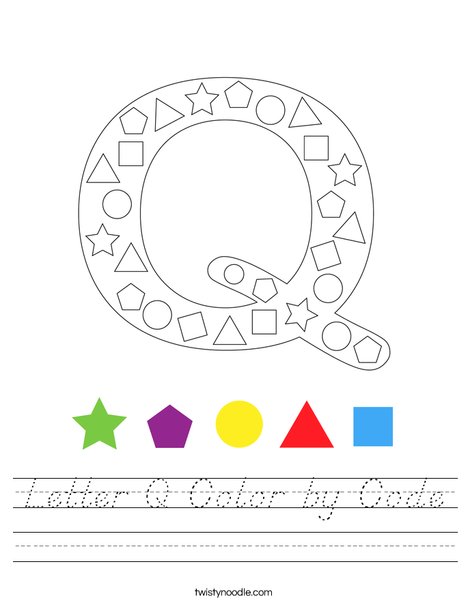 Letter Q Color by Code Worksheet