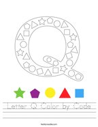 Letter Q Color by Code Handwriting Sheet
