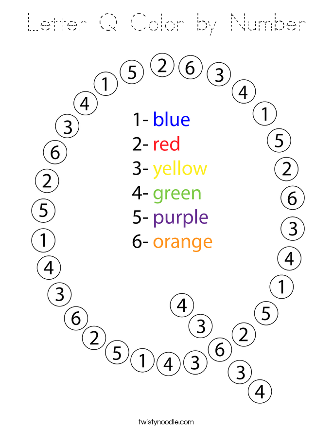 Letter Q Color by Number Coloring Page
