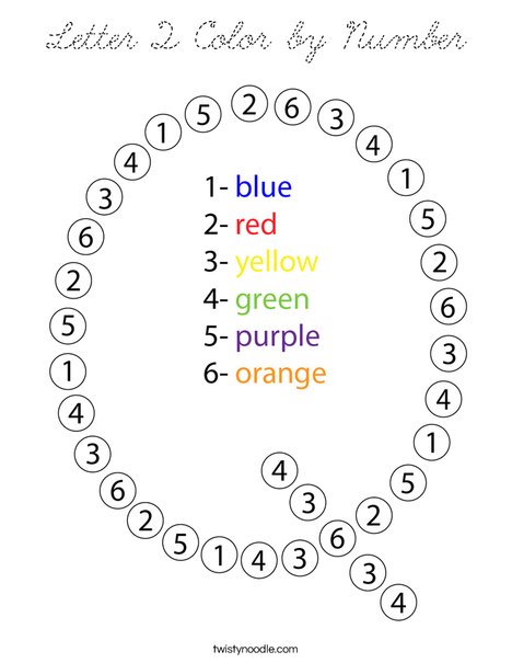 Letter Q Color by Number Coloring Page