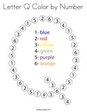 Letter Q Color by Number Coloring Page
