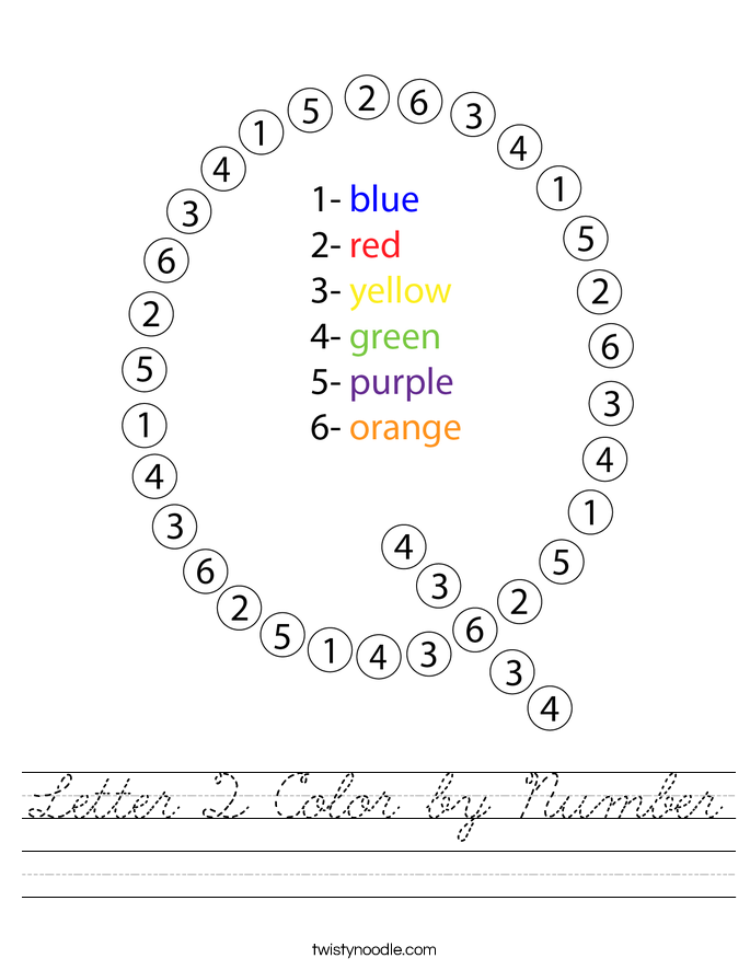 Letter Q Color by Number Worksheet