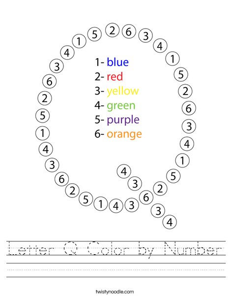 Letter Q Color by Number Worksheet