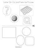 Letter Q- Cut and Paste the Pictures Coloring Page