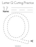 Letter Q Cutting Practice Coloring Page