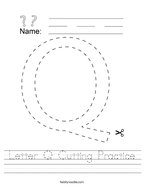 Letter Q Cutting Practice Handwriting Sheet