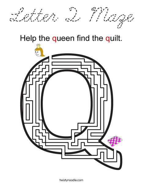 Letter Q Maze Coloring Page