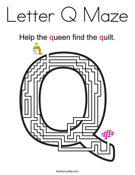 Letter Q Maze Coloring Page
