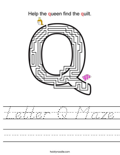 letter q maze worksheet dnealian twisty noodle
