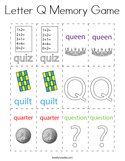 Letter Q Memory Game Coloring Page