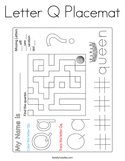 Letter Q Placemat Coloring Page