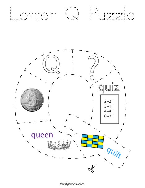 Letter Q Puzzle Coloring Page