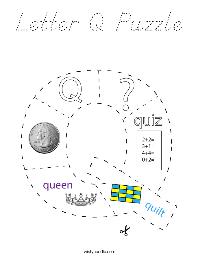 Letter Q Puzzle Coloring Page