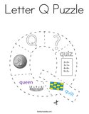 Letter Q Puzzle Coloring Page
