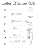 Letter Q Scissor Skills Coloring Page
