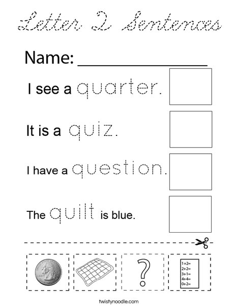 Letter Q Sentences Coloring Page