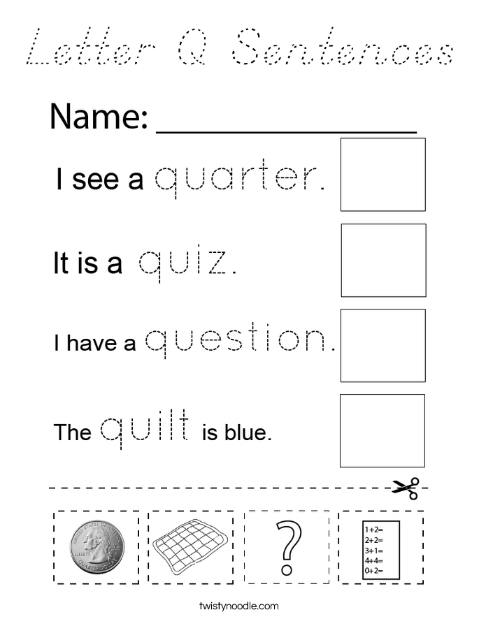 Letter Q Sentences Coloring Page