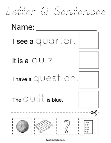 Letter Q Sentences Coloring Page