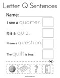 Letter Q Sentences Coloring Page