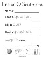 Letter Q Sentences Coloring Page