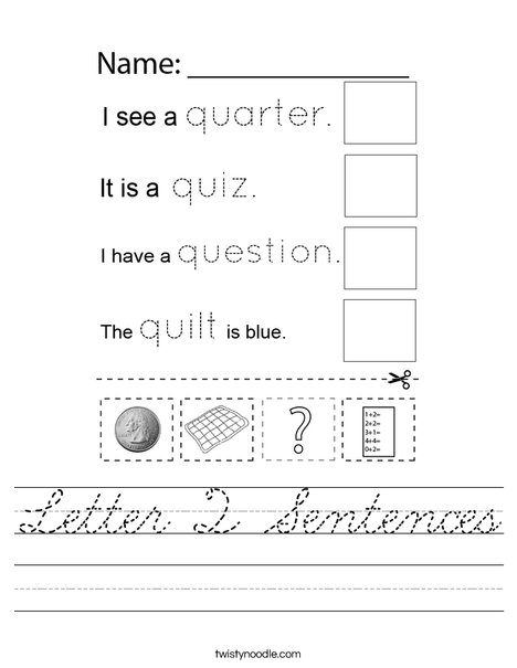Letter Q Sentences Worksheet