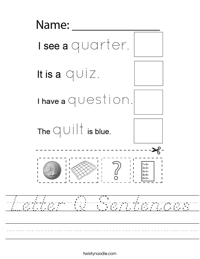 Letter Q Sentences Worksheet