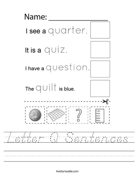 Letter Q Sentences Worksheet