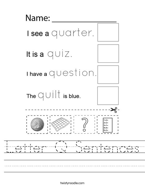 Letter Q Sentences Worksheet