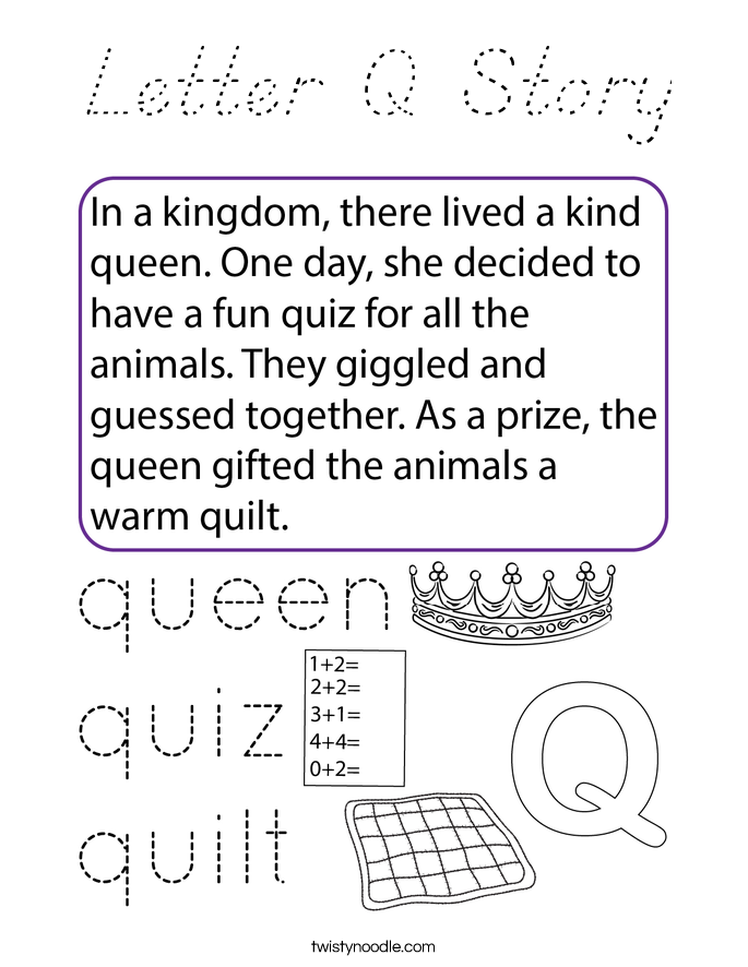 Letter Q Story Coloring Page