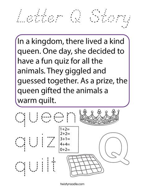 Letter Q Story Coloring Page