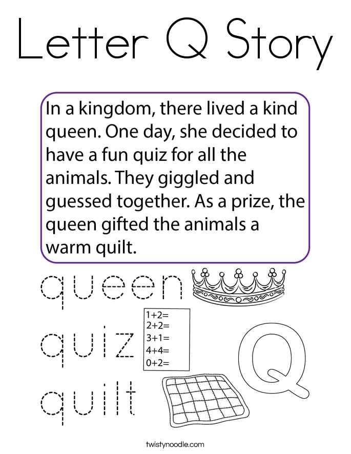 Letter Q Story Coloring Page