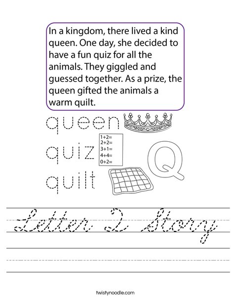 Letter Q Story Worksheet