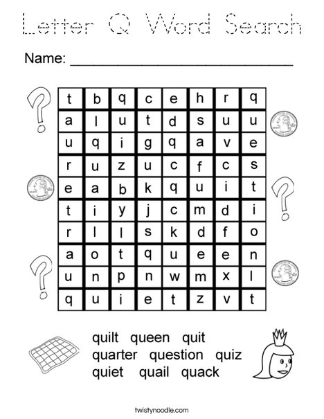 Letter Q Word Search Coloring Page