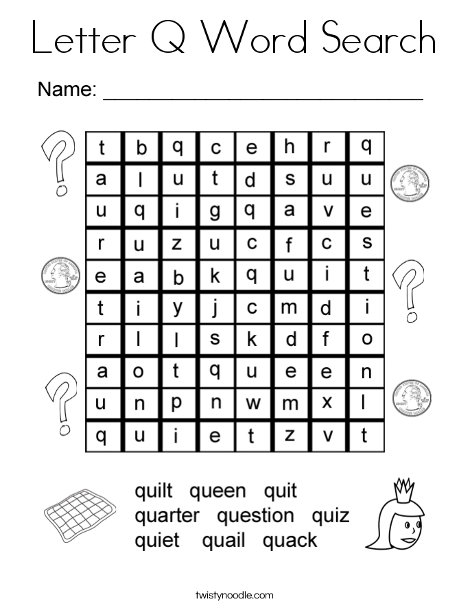Letter Q Word Search Coloring Page