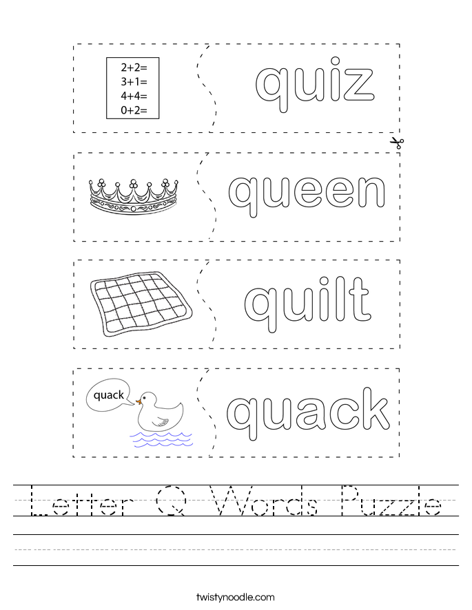 Letter Q Words Puzzle Worksheet