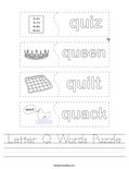 Letter Q Words Puzzle Worksheet