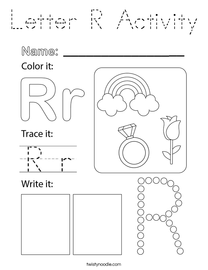 Letter R Activity Coloring Page