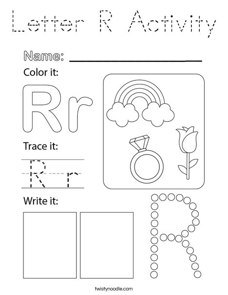 Letter R Activity Coloring Page
